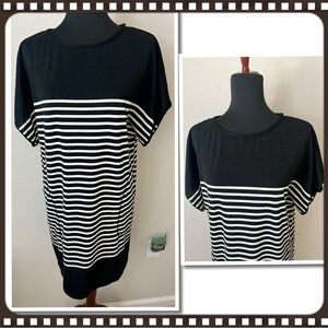 NWT MAX STUDIO LONDON BLACK/WHITE KNIT DRESS SZ L